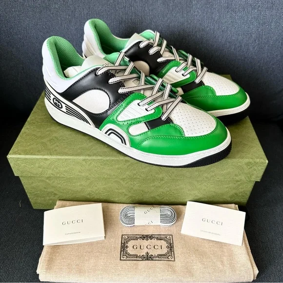 Gucci Shoes New Gucci Basket Men Leather Sneakers Size Us 95